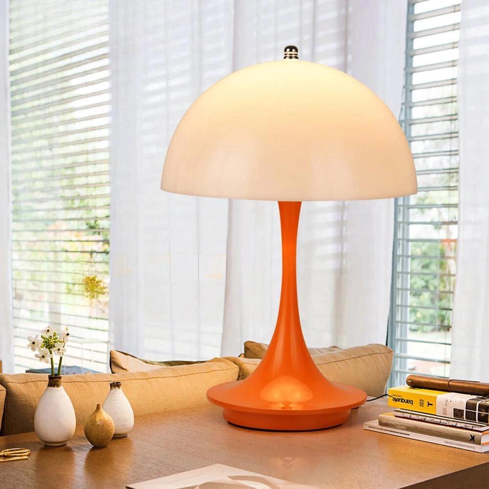 Lampe De Chevet Léona Ronde Madera Orange Y Blanc D16xp16xh38,5 Cm