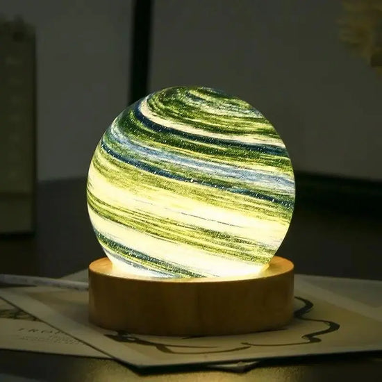 Lampe de chevet 3D en Verre Planète - lampechevetdesign.com