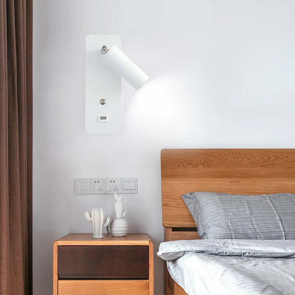 LED Wall Bedside Lamp with Induction Charger