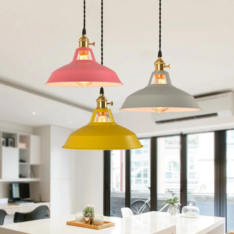 Pendant Light Retro Industrial Colorful Restaurant Kitchen Home Ceiling Lamp Vintage Hanging Light Lampshade Decorative Lamps - lampechevetdesign.com