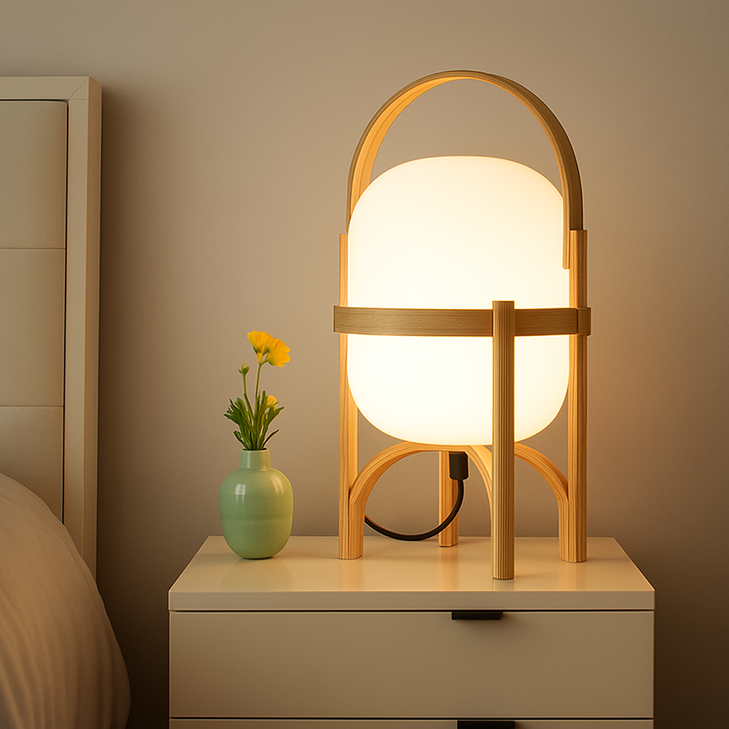 Lampe de chevet en Bois Japonaise - lampechevetdesign.com