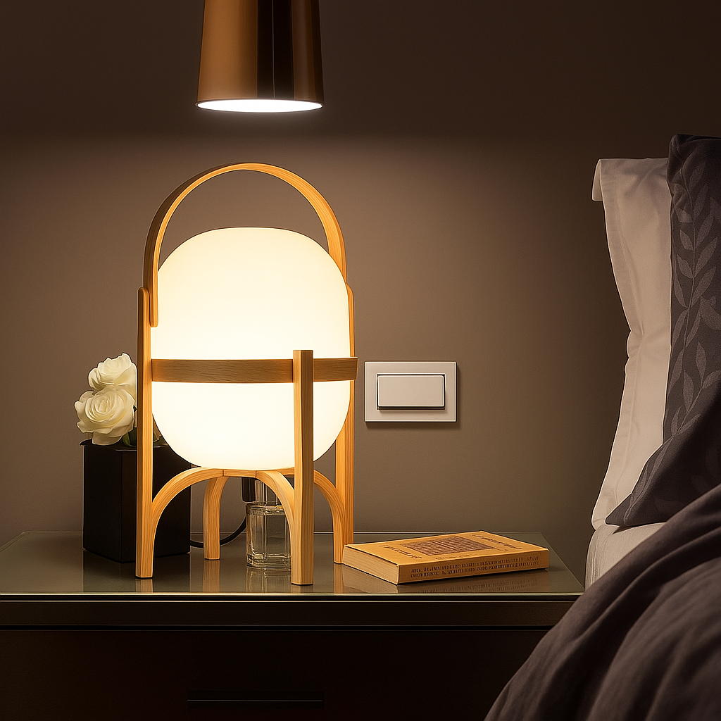 Lampe de chevet en Bois Japonaise - lampechevetdesign.com