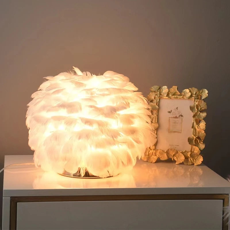 Modern Feather Bedside Lamp