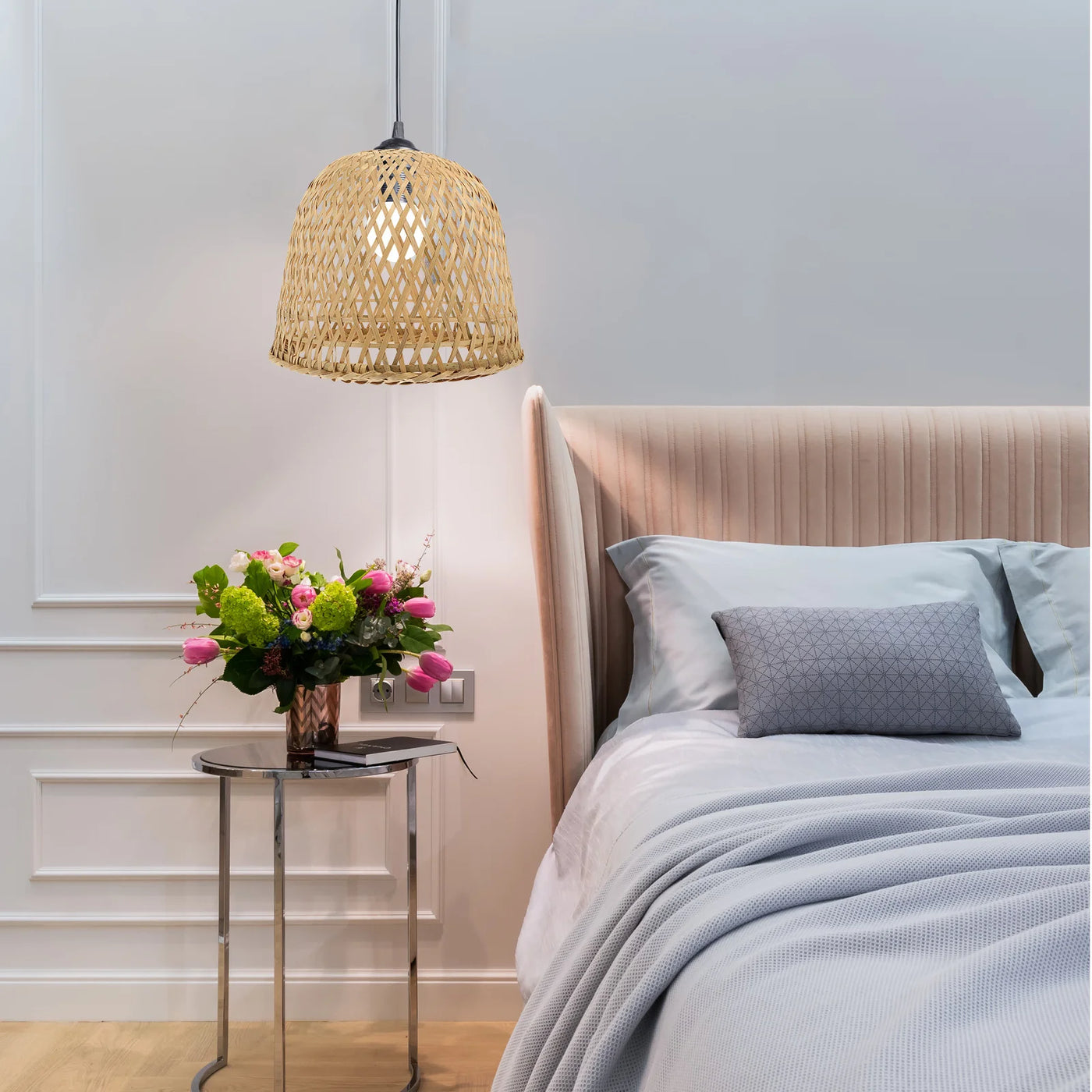 Vintage Bamboo Lampshade for Bedside Lamp