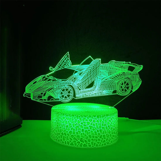 Race Car Night Light for Boys LED 3D Illusion Lamp 16 Colors Remote Bedroom Decoration Bedside Lamp Christmas Birthday Gift Kids - lampechevetdesign.com