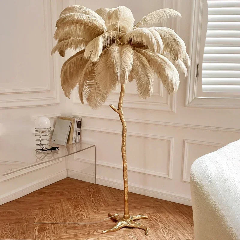 Feather Bedside Lamp on Stand