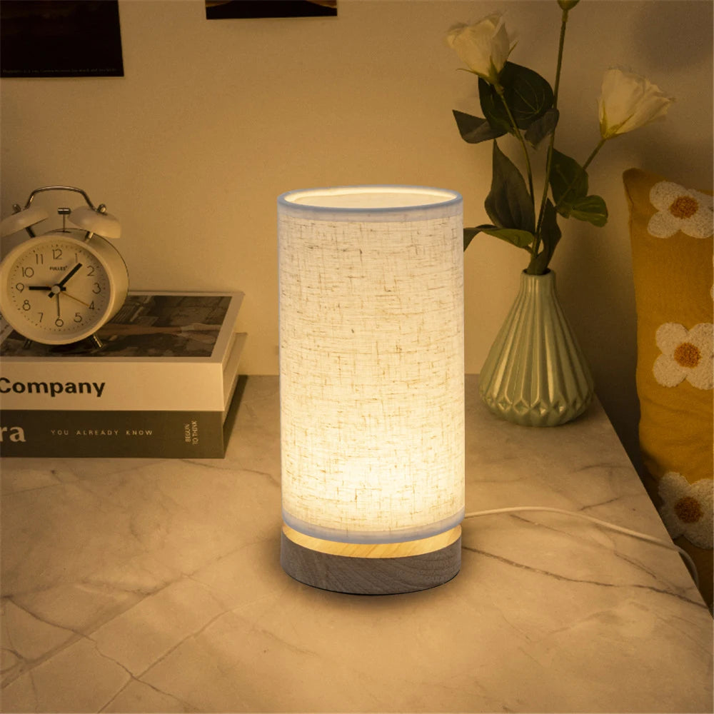 Modern Solid Wood LED Bedside Lamp