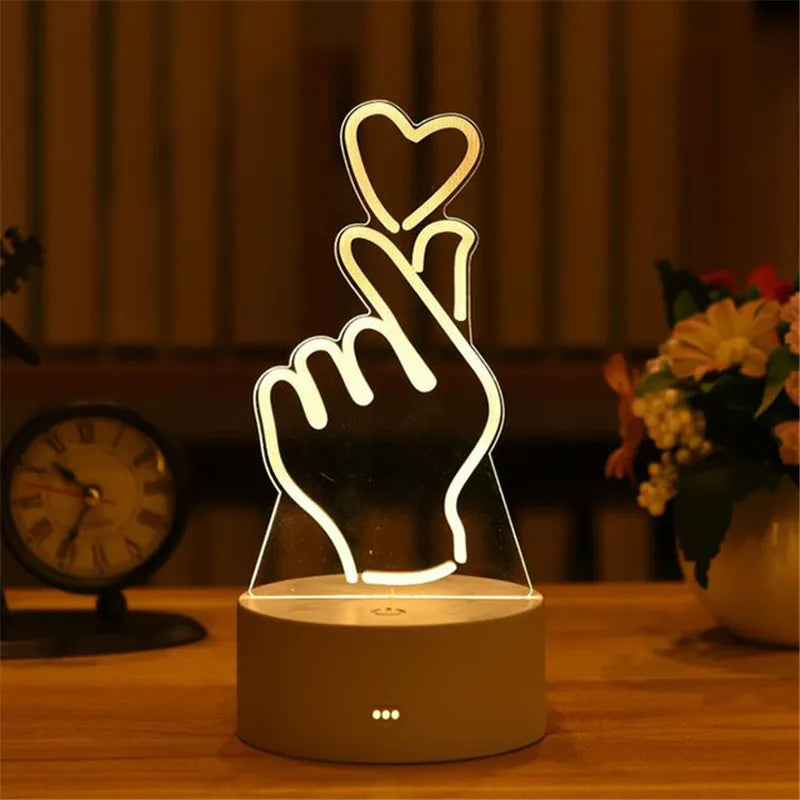 Lampe de chevet 3D LED Saint-Valentin - lampechevetdesign.com