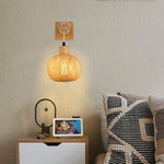 Retro Japanese Style Bamboo Wall Lamp Restaurant Rattan Lighting Bedside Bedroom Farmhouse Country Interior Background Wall Lamp - lampechevetdesign.com