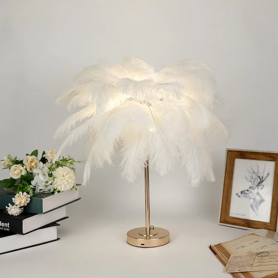 Lampe de chevet Plumes Tactile LED - lampechevetdesign.com