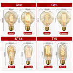 Retro Edison Bulb E27 220V 40W Light Bulb A60 ST58 ST64 T10 T45 T185 G80 G95 Filament Vintage Ampoule Incandescent Spiral Lamp - lampechevetdesign.com