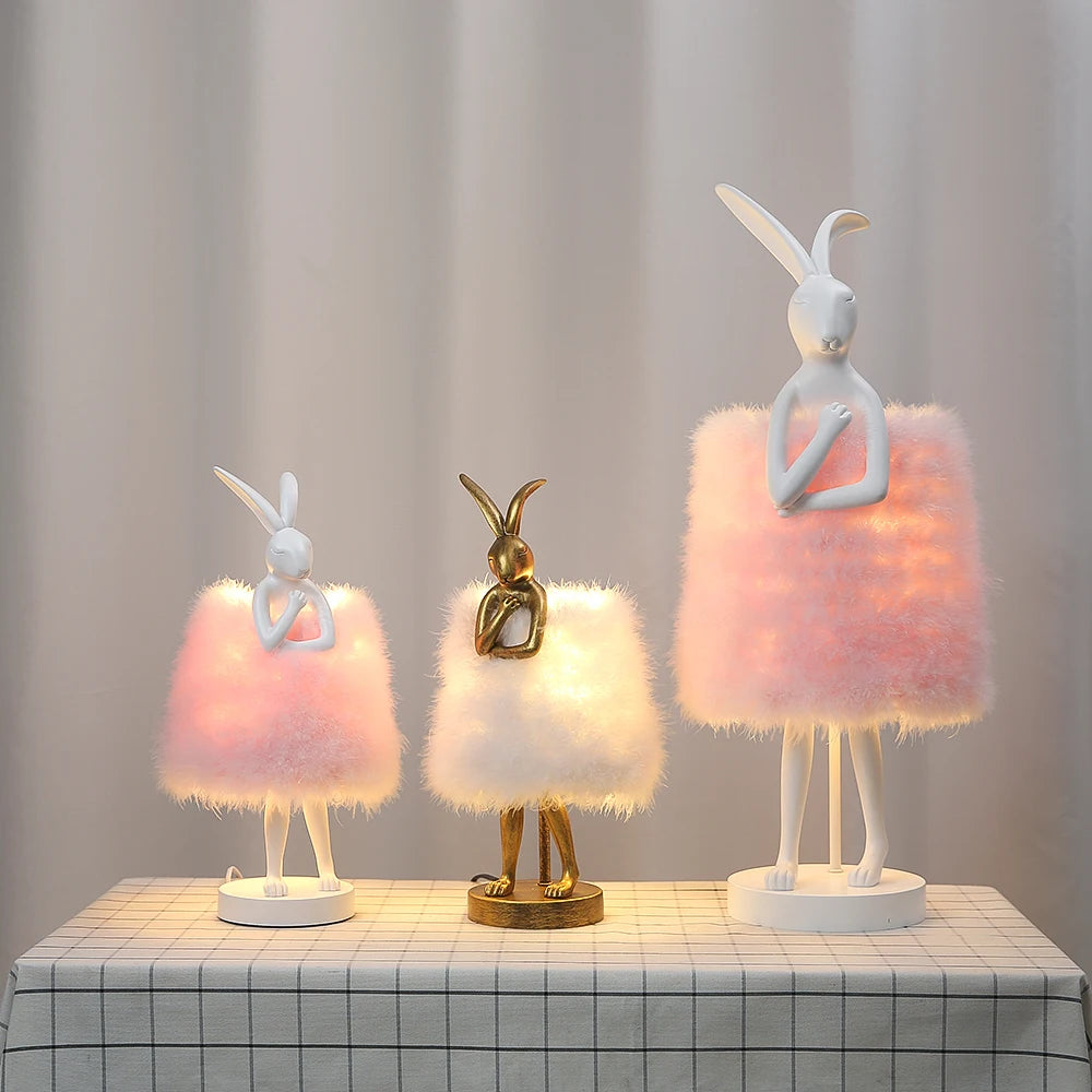 Rabbit Shaped Feather Bedside Lamp