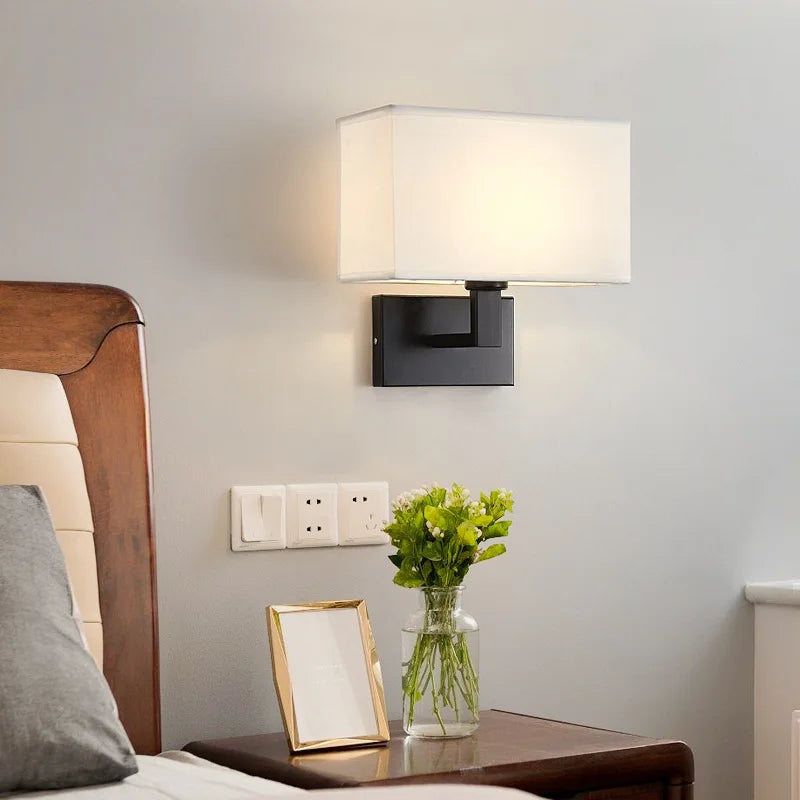 Bedside Wall Lamp with Fabric Shade