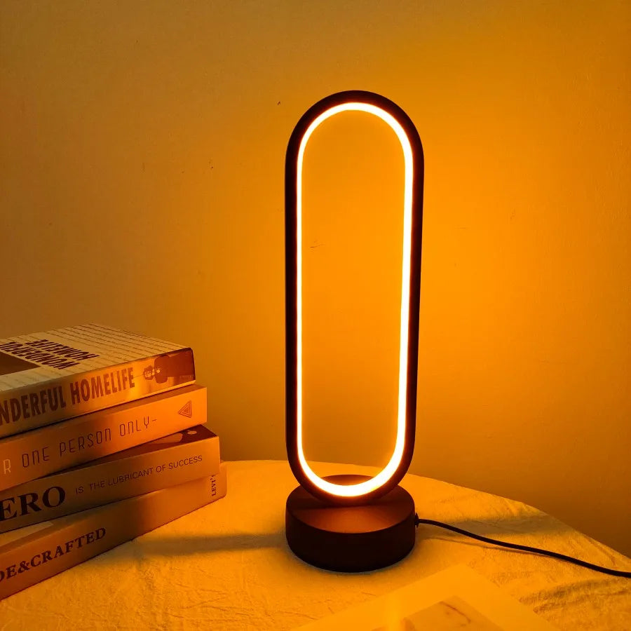 Modern Tri-Color Oval LED Bedside Lamp