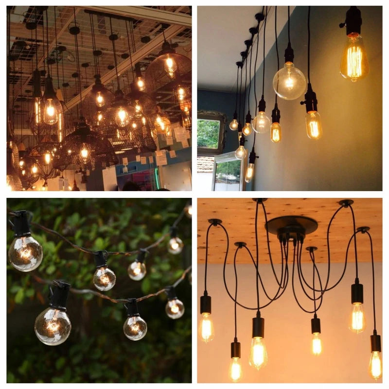 Retro Edison Bulb E27 220V 40W Light Bulb A60 ST58 ST64 T10 T45 T185 G80 G95 Filament Vintage Ampoule Incandescent Spiral Lamp - lampechevetdesign.com