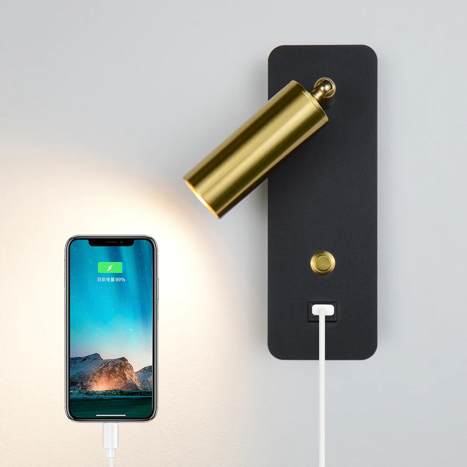 LED Wall Bedside Lamp with Induction Charger