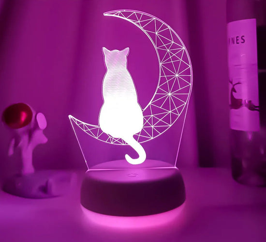 Lampe de chevet 3D Tactile Chat - lampechevetdesign.com