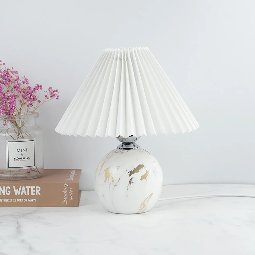 Vintage Pleated Ceramic Bedside Lamp