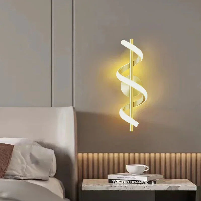 Luxurious LED Spiral Wall Bedside Lamp