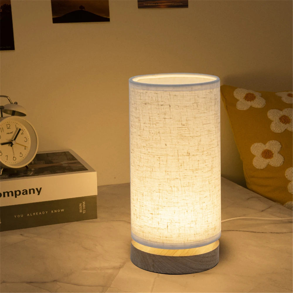 Modern Solid Wood LED Bedside Lamp