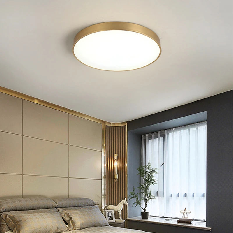 Modern LED Ceiling Light Gold Round Bedside Lamp