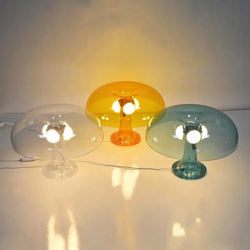 Vintage Transparent and Colorful Mushroom Bedside Lamp