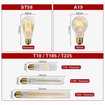 Retro Edison Bulb E27 220V 40W Light Bulb A60 ST58 ST64 T10 T45 T185 G80 G95 Filament Vintage Ampoule Incandescent Spiral Lamp - lampechevetdesign.com