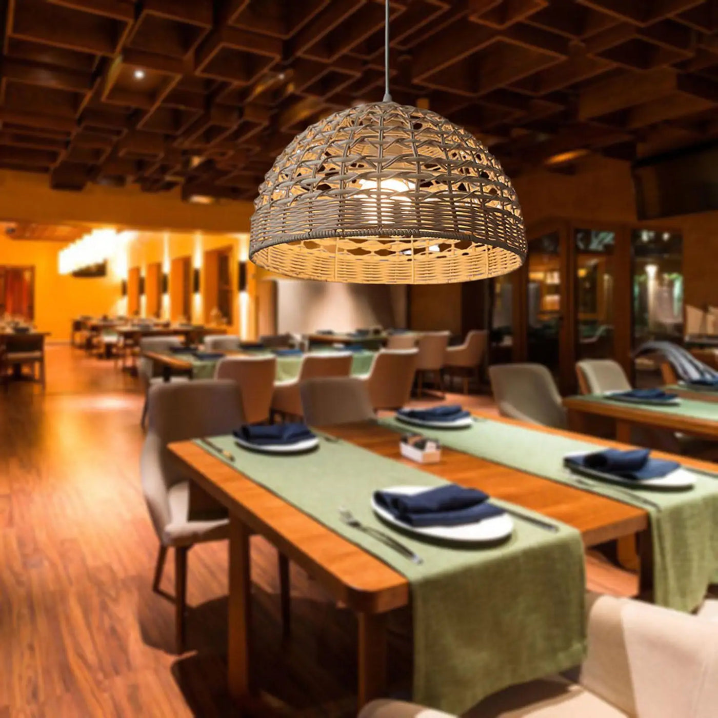 Woven Rattan Chandelier Shade