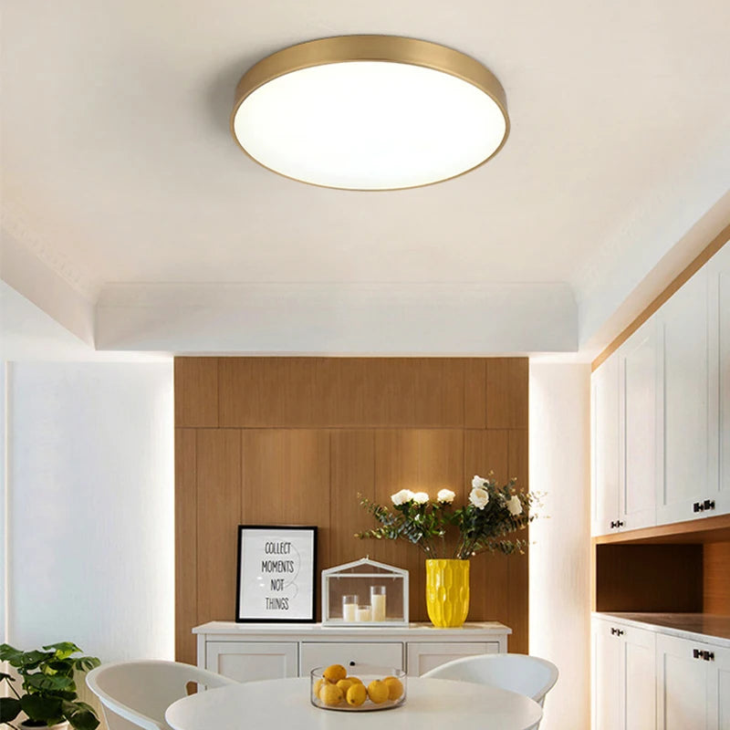 Modern LED Ceiling Light Gold Round Bedside Lamp