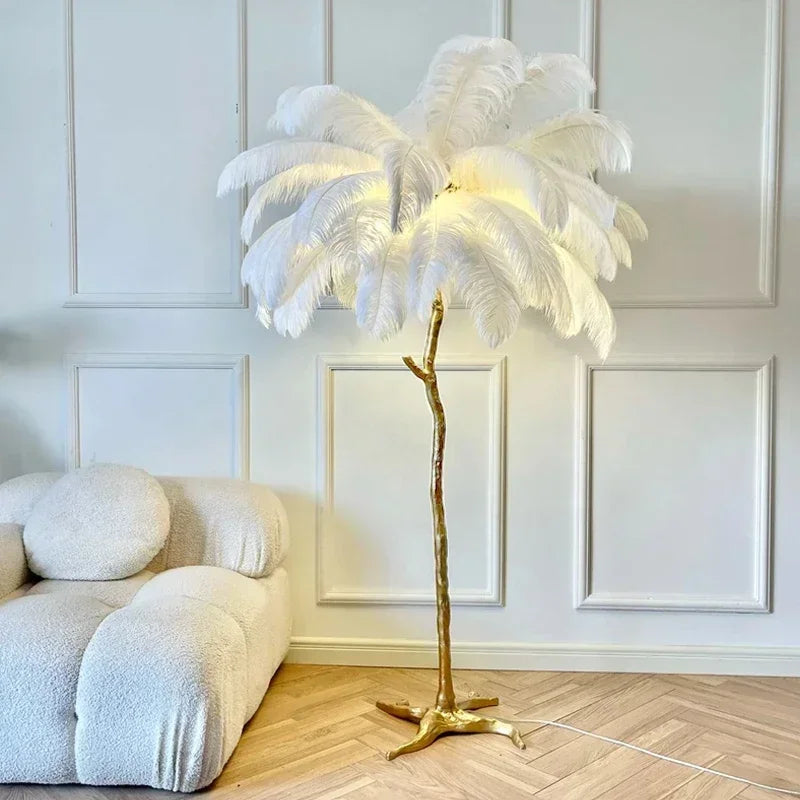 Feather Bedside Lamp on Stand