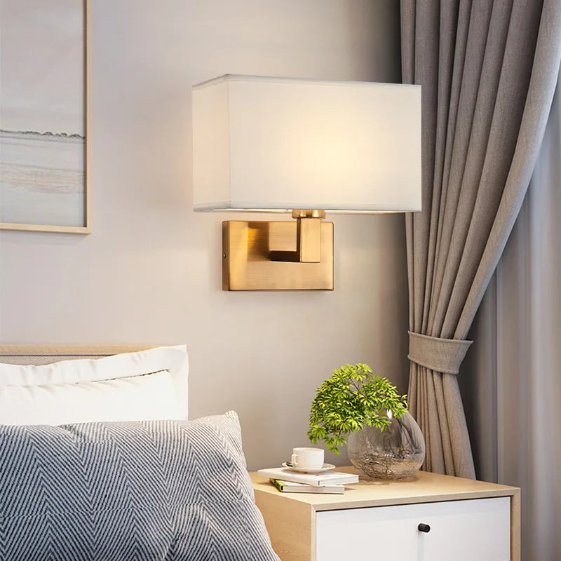 Bedside Wall Lamp with Fabric Shade