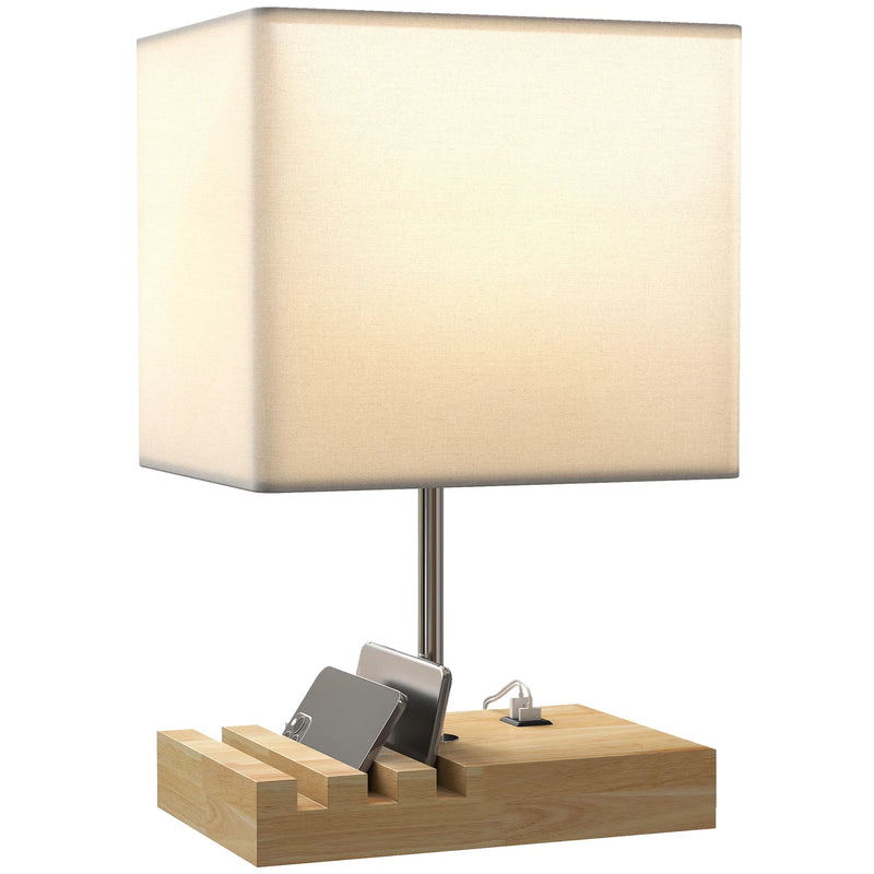 Lampe de Chevet Bois avec Ports USB et Organisateur - lampechevetdesign.com