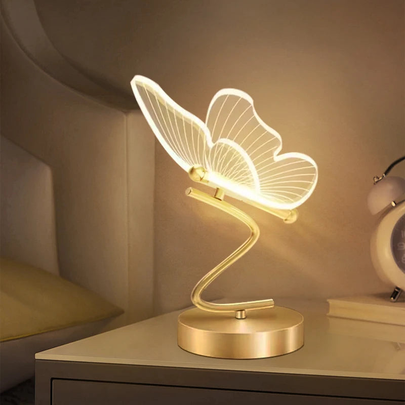 Designer Golden Butterfly Bedside Lamp
