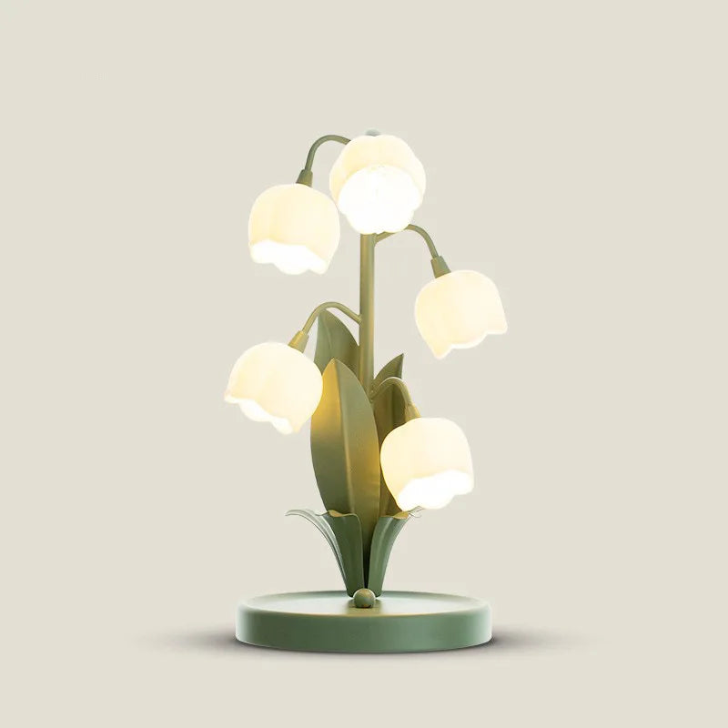 Vintage Green Floral Bedside Lamp