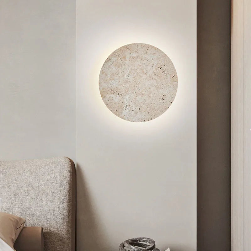 Round Natural Stone Wall Bedside Lamp