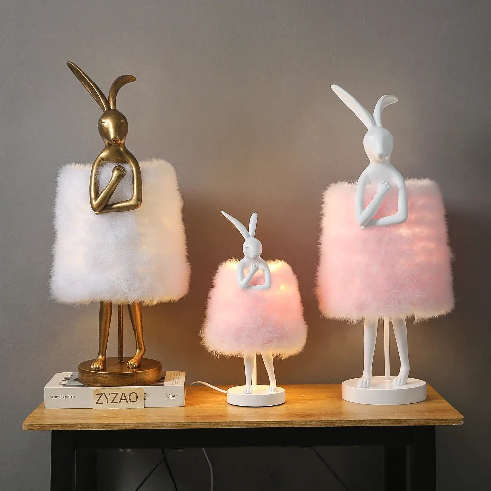 Rabbit Shaped Feather Bedside Lamp