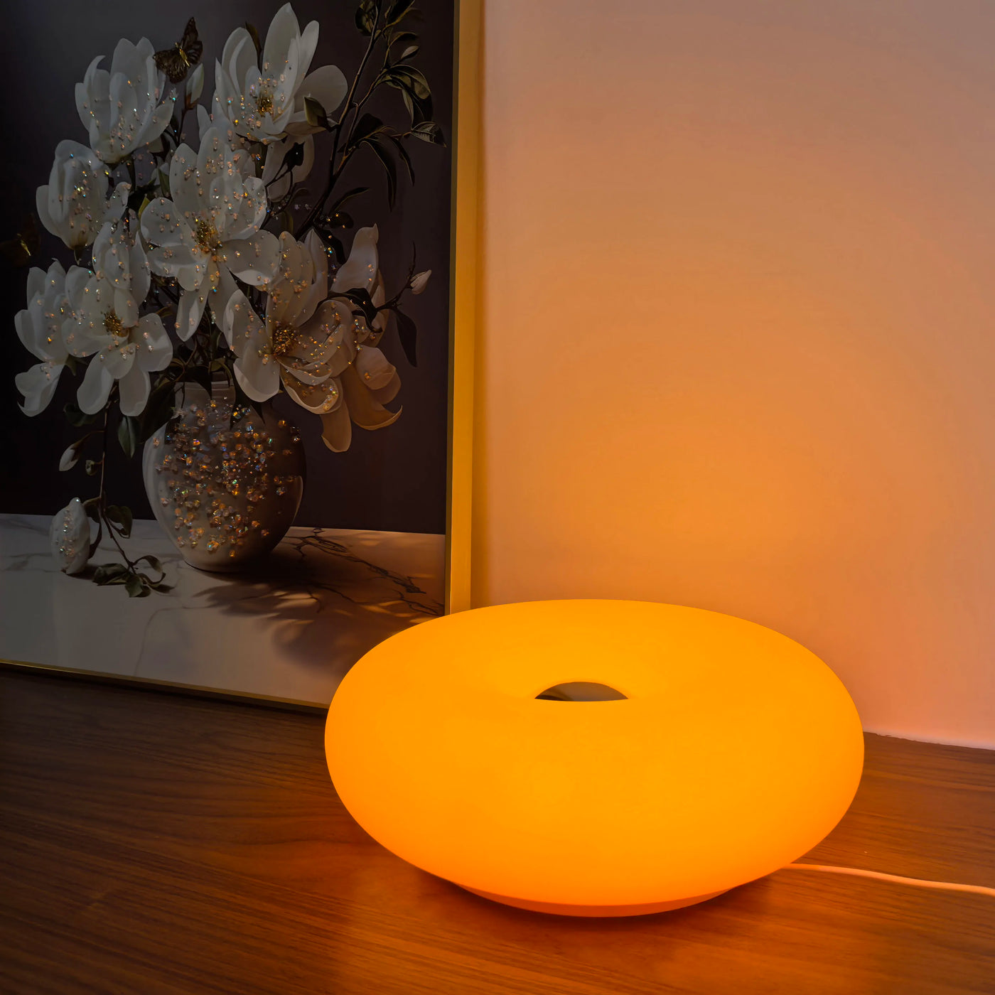 Orange Bauhaus Style Desk Lamp with USB Port
