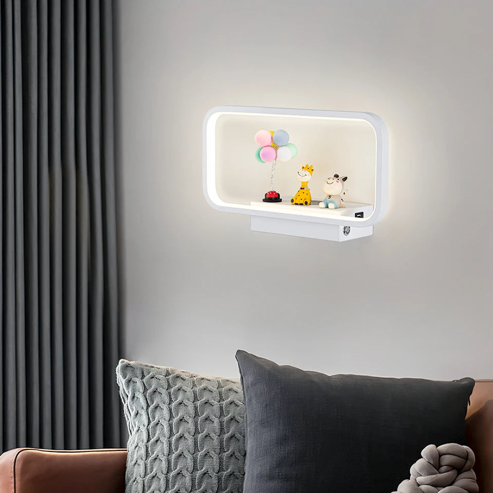 Modern Touch Wall Bedside Lamp with Phone Charger