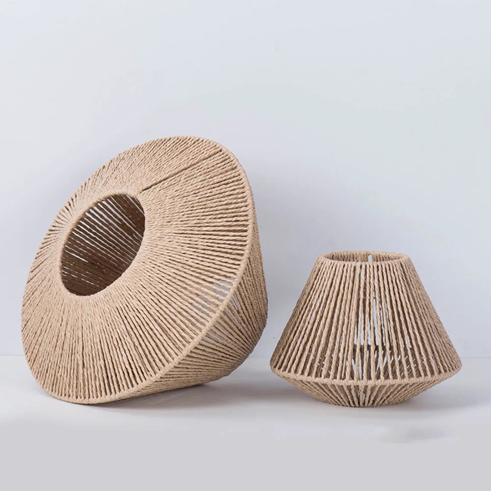 Modern Geometric Rattan Lampshade for Bedside Lamp