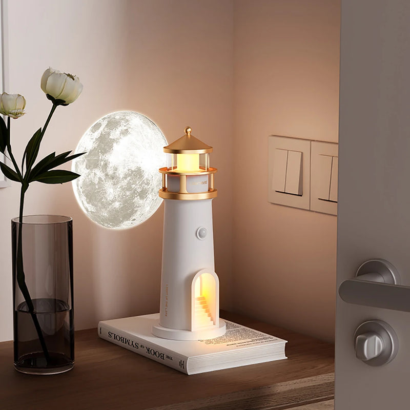 Lampe de Chevet Phare Lune Projection Bluetooth - lampechevetdesign.com