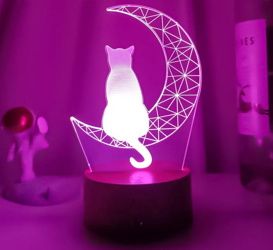 Lampe de chevet 3D Tactile Chat - lampechevetdesign.com