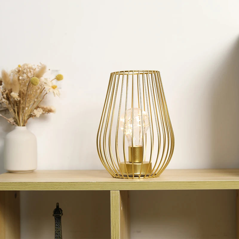 Vintage Cordless Cage Bedside Lamp