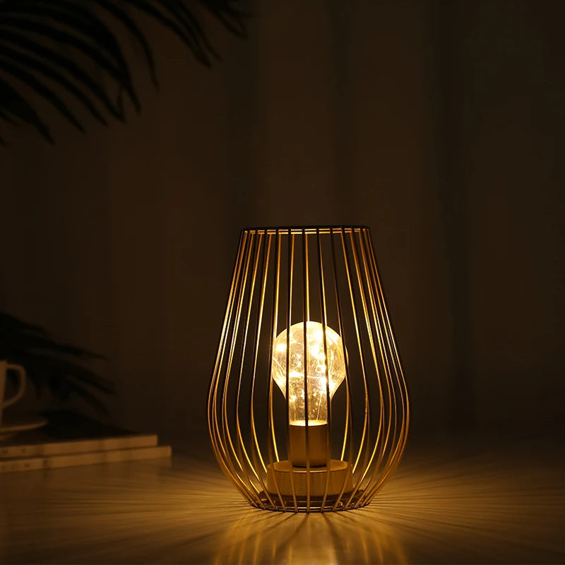 Vintage Cordless Cage Bedside Lamp
