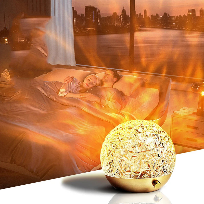 Water Ripple Projector Night Light Crystal Lamp Atmosphere Decoration Home Bedroom Aesthetic Holiday Gift Sunset Lights - lampechevetdesign.com