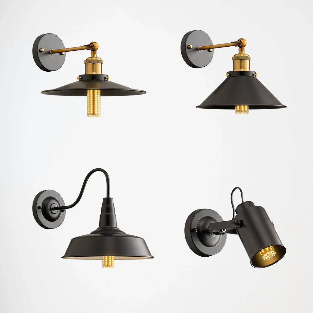 Black Retro Wall Bedside Lamp
