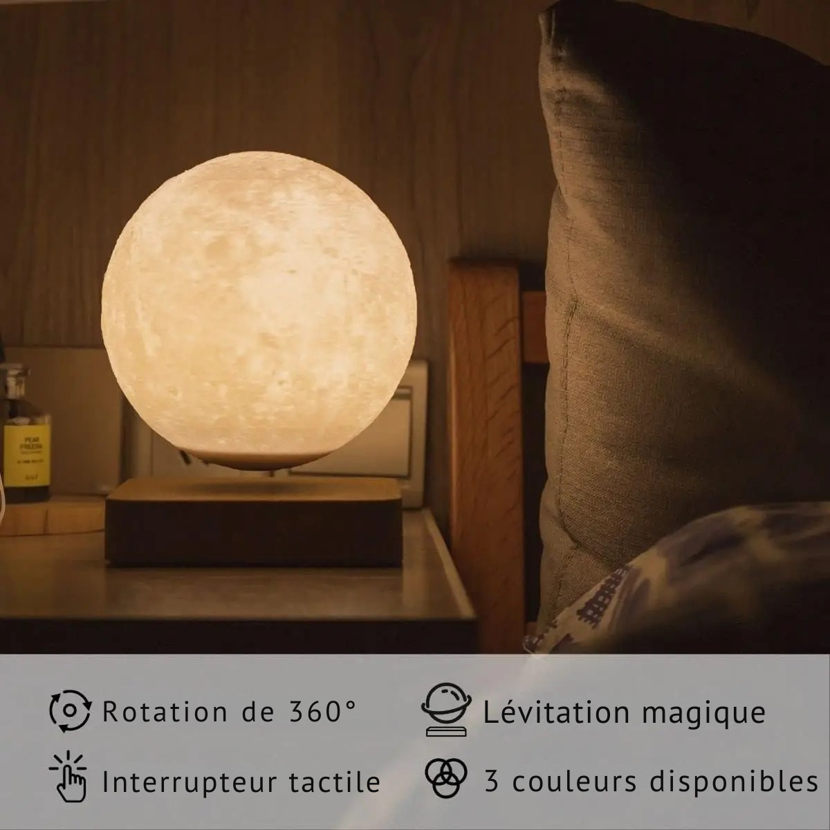 Lampe de Chevet Lune Flottante Magnétique - lampechevetdesign.com