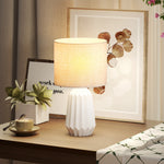 Lampe de Chevet Rétro en Céramique avec Abat-jour Lin Beige - lampechevetdesign.com