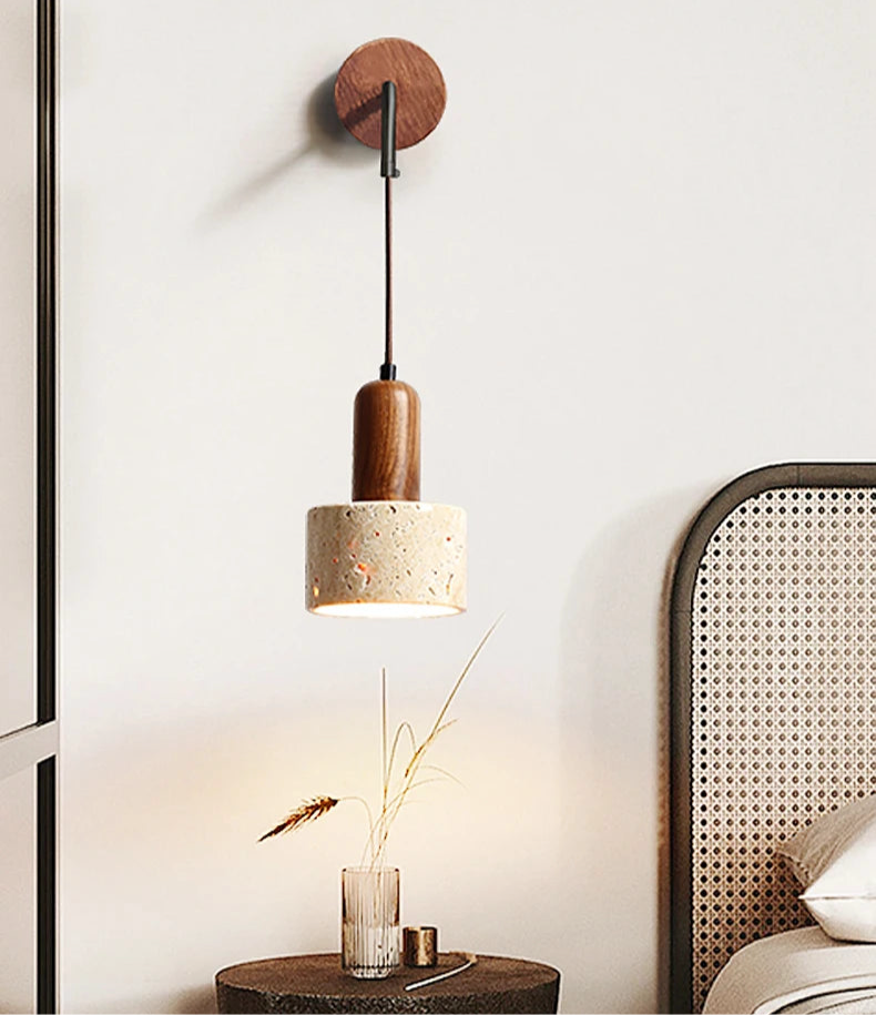 Lampe de chevet Murale Ajustable en Marbre Travertin - lampechevetdesign.com