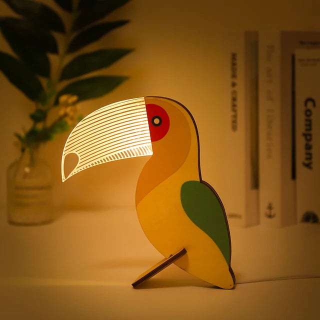 Lampe de chevet Bois Enfant Animaux - lampechevetdesign.com