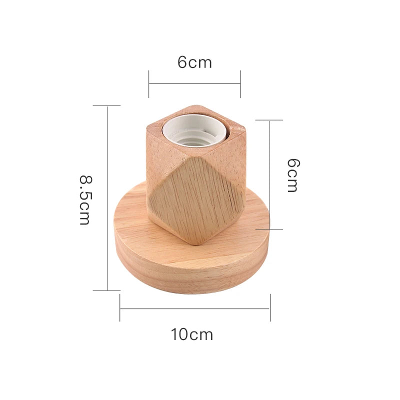 Socle pour Lampe de Chevet Rétro en Bois E27